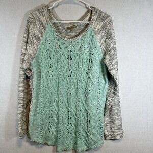 Democracy Mint Gray Pullover Knit Round Neck Size XL